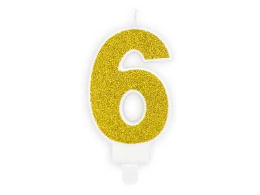 Picture of BIRTHDAY CANDLE GOLD NUMBER 6